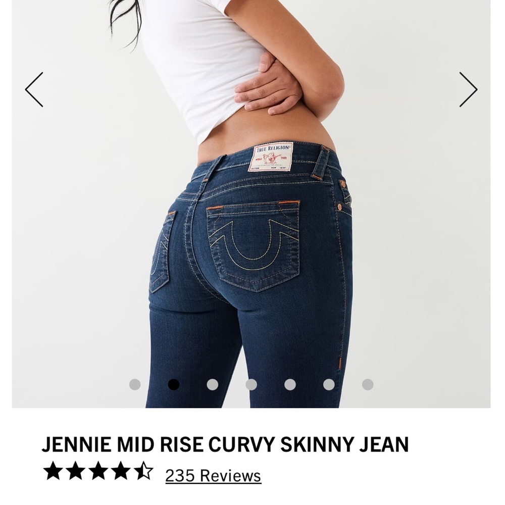 True Religion Jeanie Mid Raise Curvy Skinny Jean indigo Sz 29 - Picture 3 of 13